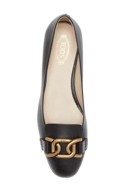 Tod's Leather Chain Ballerina Flats In Nero
