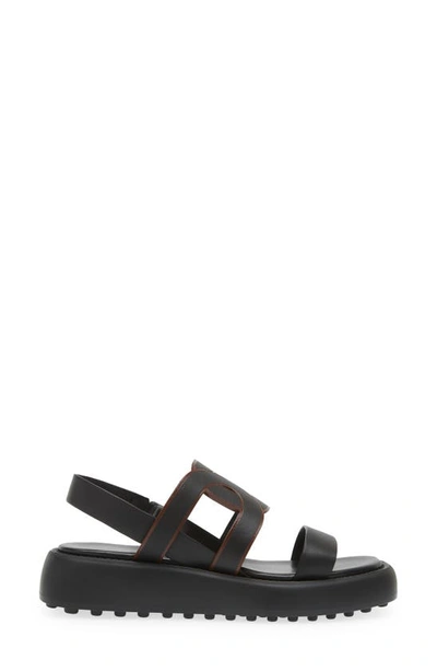 Tod's Kate Chain Detail Slingback Sandal In Nero