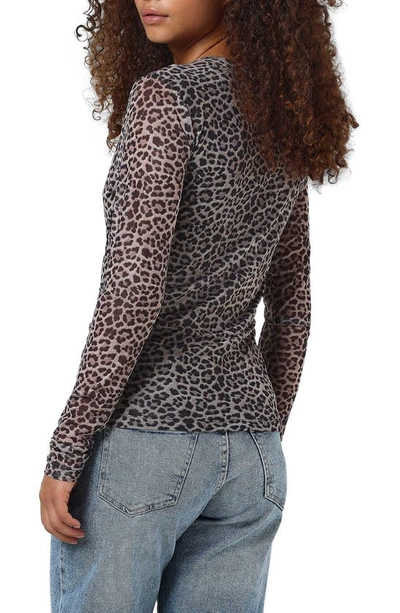Shop Noisy May Carrie Leopard Print Long Sleeve Top In Grey Leopard