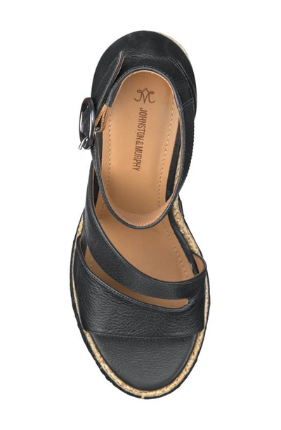 Shop Johnston & Murphy Marcia Platform Wedge Sandal In Black Calfskin