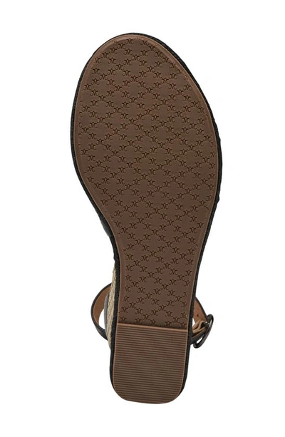 Shop Johnston & Murphy Marcia Platform Wedge Sandal In Black Calfskin