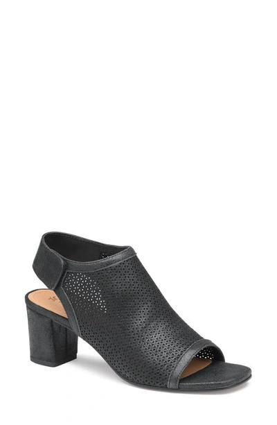 Shop Johnston & Murphy Evelyn Open Toe Bootie In Black Metallic Sheepskin