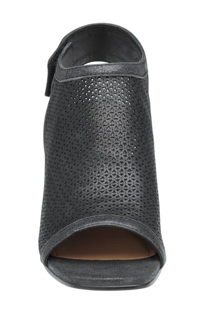 Johnston & Murphy Evelyn Open Toe Bootie In Black Metallic Sheepskin