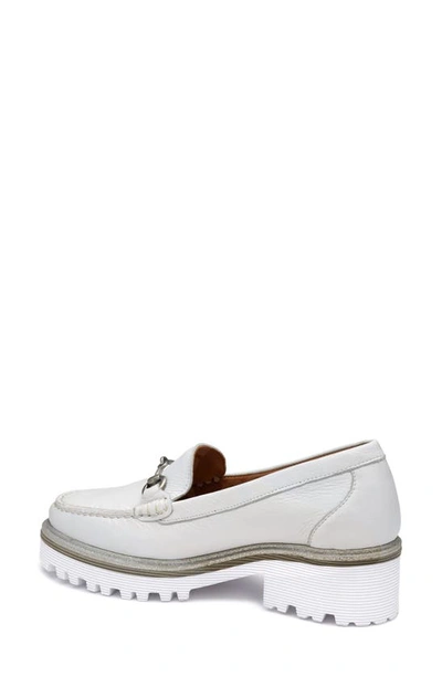 Johnston & Murphy Emmalynn Lug Sole Bit Loafer In White Calfskin