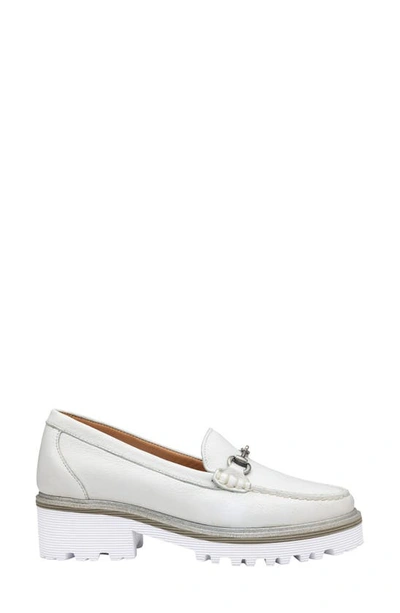 Johnston & Murphy Emmalynn Lug Sole Bit Loafer In White Calfskin