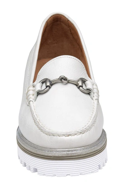 Johnston & Murphy Emmalynn Lug Sole Bit Loafer In White Calfskin