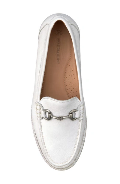 Johnston & Murphy Emmalynn Lug Sole Bit Loafer In White Calfskin