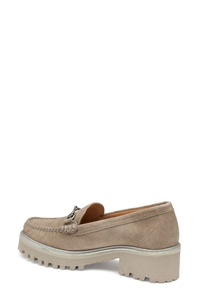 Shop Johnston & Murphy Emmalynn Lug Sole Bit Loafer In Taupe Suede