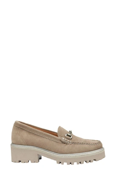 Shop Johnston & Murphy Emmalynn Lug Sole Bit Loafer In Taupe Suede