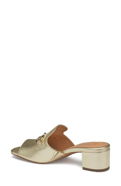 Johnston & Murphy Edith Block Heel Sandal In Gold Metallic Sheepskin