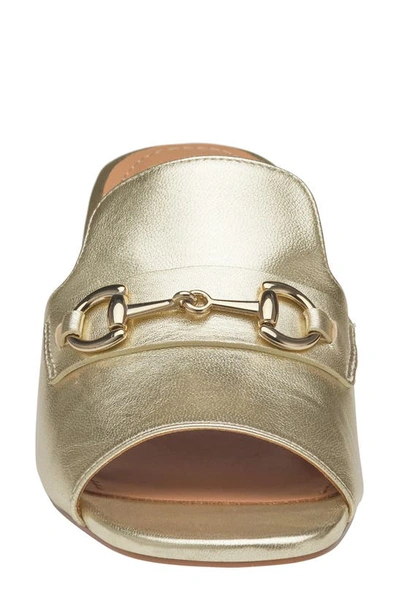 Johnston & Murphy Edith Block Heel Sandal In Gold Metallic Sheepskin