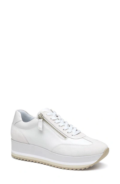 Shop Johnston & Murphy Gracie Side Zip Sneaker In White Calfskin/ Suede