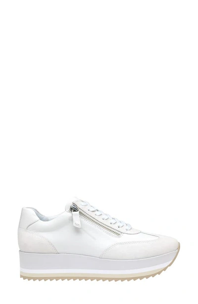 Shop Johnston & Murphy Gracie Side Zip Sneaker In White Calfskin/ Suede