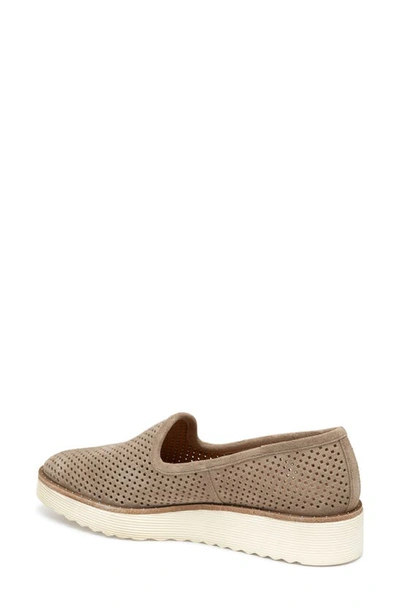 Shop Johnston & Murphy Mitzi Perforated Venetian Loafer In Taupe Suede