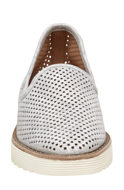 Johnston & Murphy Mitzi Perforated Venetian Loafer In Light Silver Metallic Kid Sued