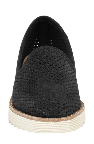 Shop Johnston & Murphy Mitzi Perforated Venetian Loafer In Black Suede