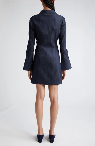 Cinq À Sept Mckenna Twist Front Long Sleeve Denim Minidress In Indigo