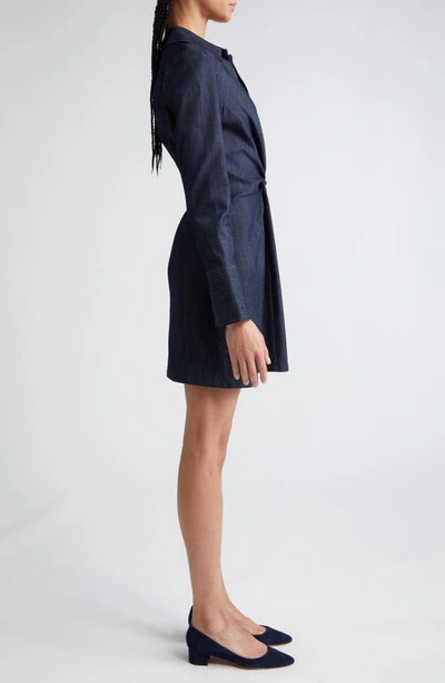 Cinq À Sept Mckenna Twist Front Long Sleeve Denim Minidress In Indigo