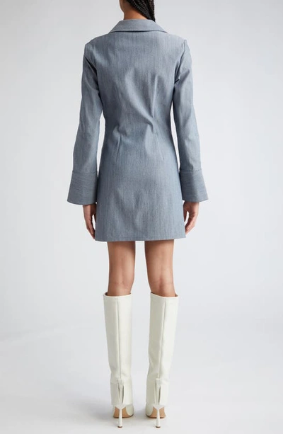 Shop Cinq À Sept Mckenna Twist Front Long Sleeve Denim Minidress In Light Indigo