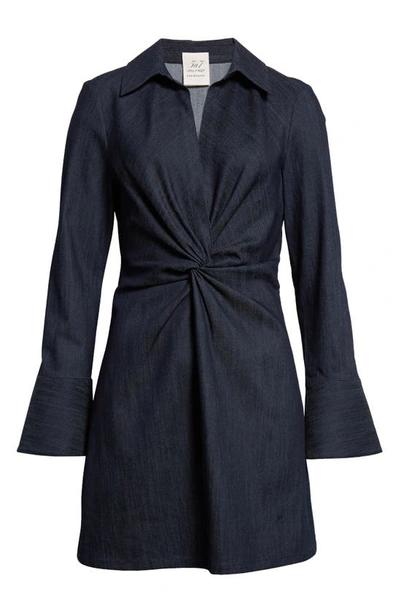 Cinq À Sept Mckenna Twist Front Long Sleeve Denim Minidress In Indigo