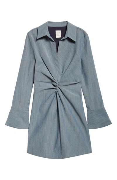 Shop Cinq À Sept Mckenna Twist Front Long Sleeve Denim Minidress In Light Indigo