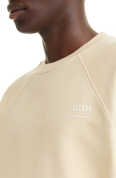 Shop Ami Alexandre Mattiussi Ami Paris Organic Cotton & Recycled Polyester Sweatshirt In Cream