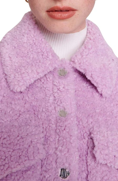 Shop Maje Belia Mixed Media Faux Fur Jacket In Purple