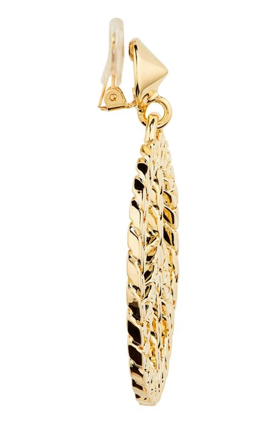 Shop Moschino Chain Link Peace Clip-on Drop Earrings In A0606 Shiny Gold