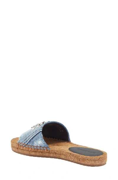 Dolce & Gabbana Patchwork Denim Dg Logo Flat Slides In Denim Blue