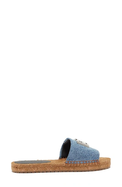Shop Dolce & Gabbana Denim Patchwork Slide Sandal In Denim Blue