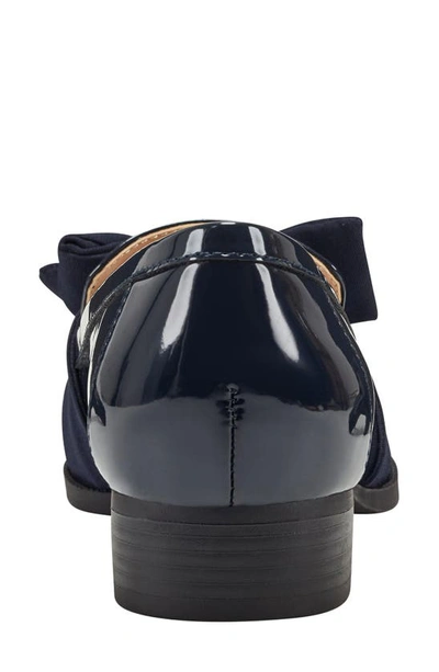 Bandolino Lindio3 Womens Patent Leather Slip On Loafers In Dark Blue