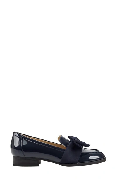 Bandolino Lindio3 Womens Patent Leather Slip On Loafers In Dark Blue