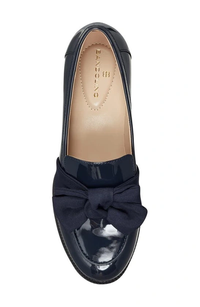 Bandolino Lindio3 Womens Patent Leather Slip On Loafers In Dark Blue