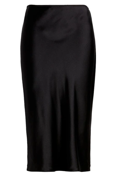 Shop Frame '90s Bias Cut Silk Pencil Skirt In Black
