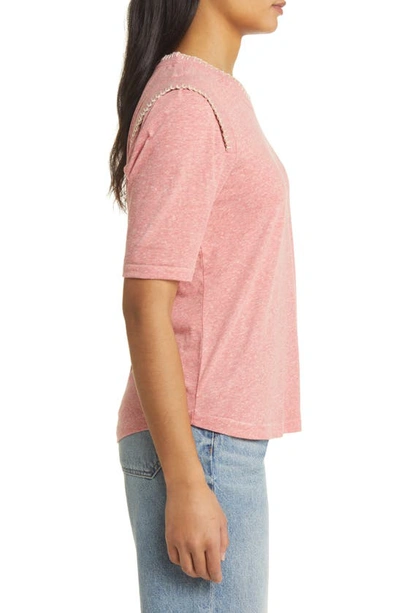 Shop Wit & Wisdom Embroidered Relaxed Fit T-shirt In Heather Sweet Melon