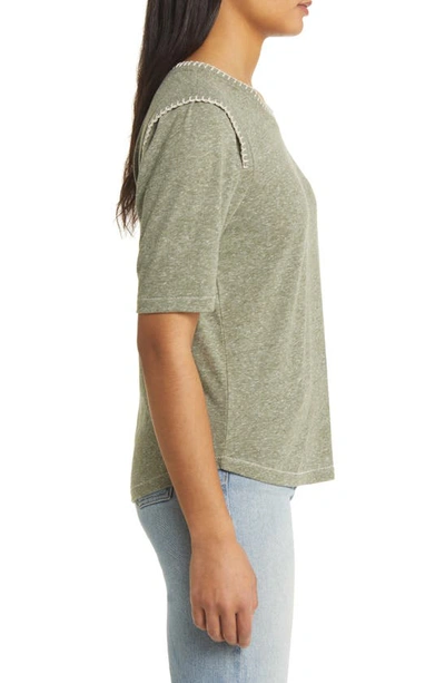 Shop Wit & Wisdom Embroidered Relaxed Fit T-shirt In Heather Pesto