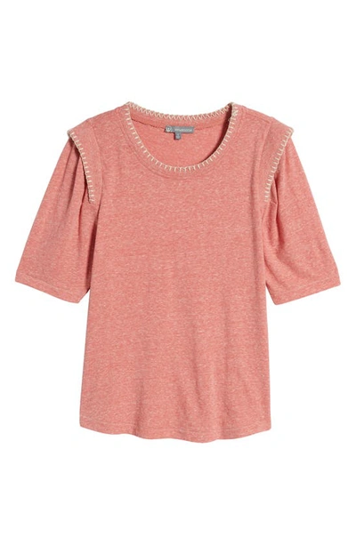 Shop Wit & Wisdom Embroidered Relaxed Fit T-shirt In Heather Sweet Melon