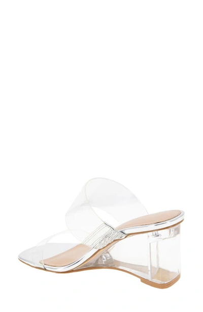 Shop Bcbgeneration Lorie Wedge Slide Sandal In Clear/ Silver