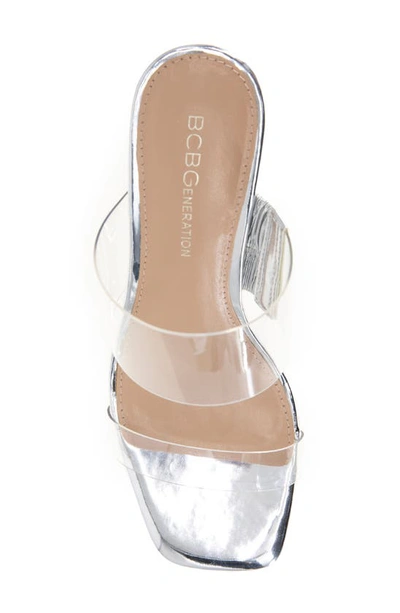 Shop Bcbgeneration Lorie Wedge Slide Sandal In Clear/ Silver