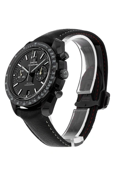 Shop Watchfinder & Co. Omega  Speedmaster Dark Side Of The Moon Leather Strap Watch, 44mm In Black