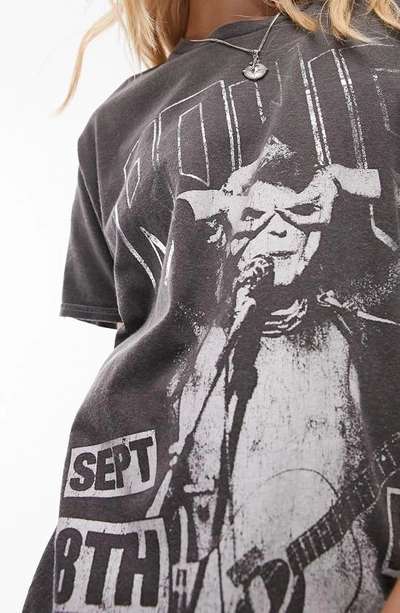 Shop Topshop Bowie Oversize Cotton Graphic T-shirt In Black