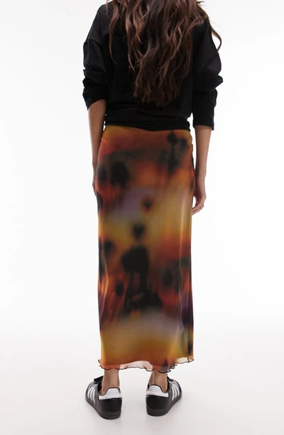 Shop Topshop Print Mesh Maxi Skirt In Black Multi