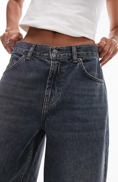 Shop Topshop Cinch Back Jeans In Mid Blue