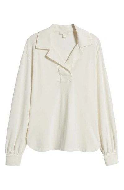 Shop Treasure & Bond Oversize Long Sleeve Cotton Polo In Ivory Egret