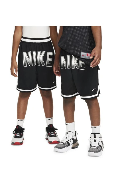Shop Nike Kids' Dri-fit Dna Mesh Basketball Shorts In Black/ White