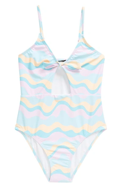 Shop Ava & Yelly Kids' Front Knot One-piece Swimsuit In Mint