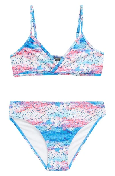 Shop Ava & Yelly Kids' Print Two-piece Swimsuit In Aqua