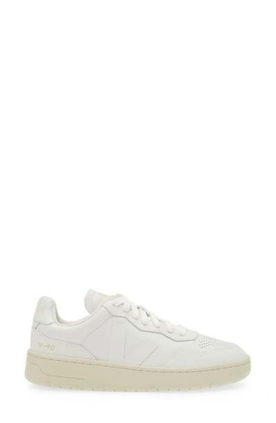 Shop Veja V-90 Leather Sneaker In Extra White