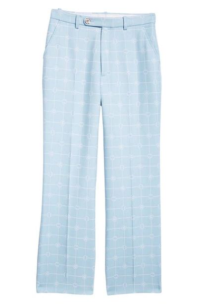 Shop Casablanca Straight Leg Wool Blend Trousers In Corydalis Blue