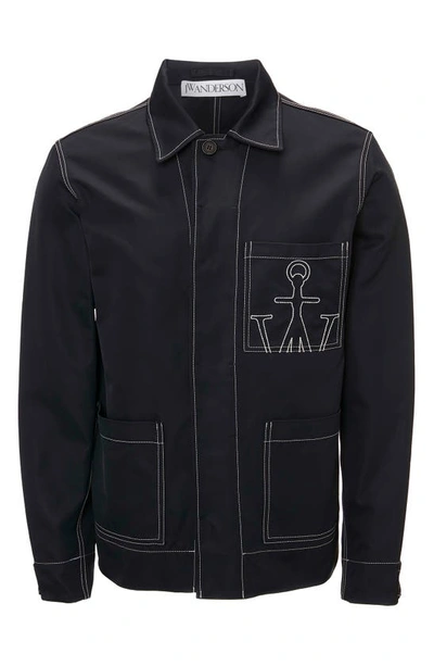 Shop Jw Anderson Contrast Stitch Workwear Jacket In Black